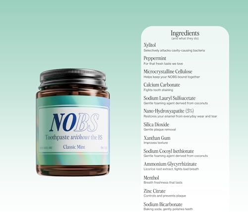 NOBS (No Bad Stuff) Toothpaste Tablets (3 Month) & Expanding Floss - Nano Hydroxyapatite, Fluoride Free, Eco & Travel Friendly - Remineralize with NHA