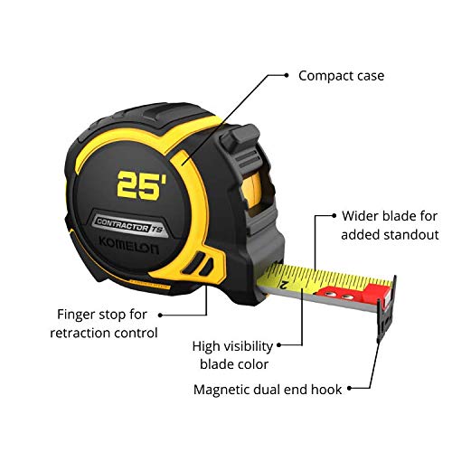 Komelon 79425 Contractor TS Magnetic Tape Measure 25' x 1.25"