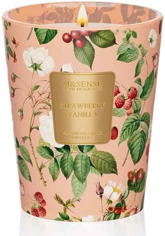 M&SENSE Strawberry Vanilla Soy Candle, 14.1oz, Cozy Romance Candles Gift