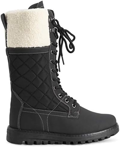 POLAR Womens Faux Fur Warm Thermal Waterproof Outdoor Walking Snow Winter Rubber Sole Calf Boots