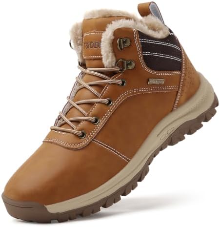 TSIODFO Men's Waterproof Snow Boots Leather Hiking Boot