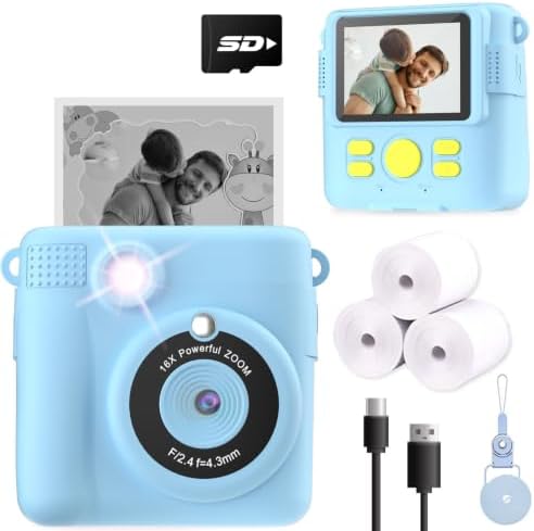 ESOXOFFORE Kids Camera Instant Print, Christmas Birthday Gifts for Kids Age 3-12, Selfie Digital Camera with 1080P Videos,Toddler Portable Travel Toy for 4 5 6 7 8 9 Year Old Boys Girls-Blue