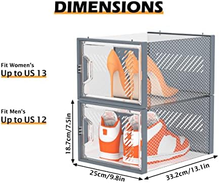 SIMPDIY XL Clear Shoe Storage Boxes, Stackable Shoe Organizer for Closet
