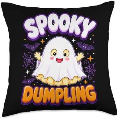 Halloween Ghost Spooky Squishy Kawaii Dumpling Cute Funny Throw Pillow