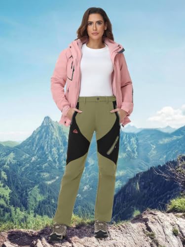 YSENTO Women's Hiking Pants Fleece Lined Winter Waterproof Insulated Snow Ski Work