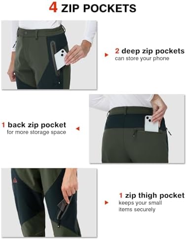 TBMPOY Women's Fleece Lined Ski Snow Pants Waterproof Winter Cargo Hiking Warm Thermal Softshell Insulated Outdoor Pant