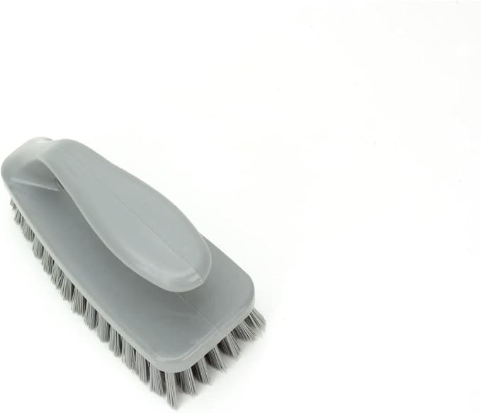 SPARTA Scrub Brush with Iron Shaped Handle and Stiff Bristles, Heavy Duty Scrubber Brush for Kitchen, Bathroom, Shower, Tile, Sink, Carpet and Bakepans, Polypropylene, 6 Inches, Gray