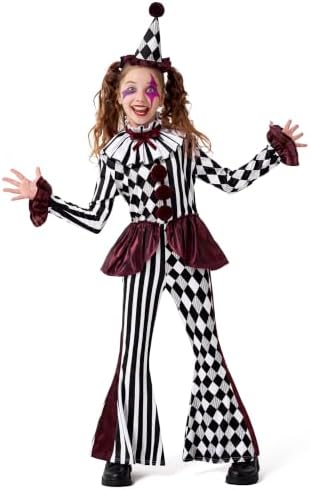 Spooktacular Creations Halloween Clown Costume for Girls, Jester Clown Costume for Kids, Halloween Role Play & Dress Up