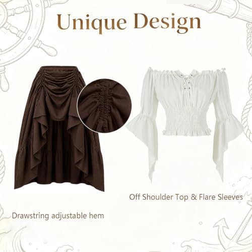 Pirate Costume Women Renaissance Medieval Outfits Halloween Cosplay Set