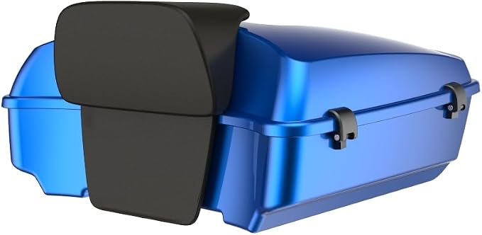 Advanblack Road Glide Tour Trunk Pack Blue Burst Chopped Tour Trunk Pack Backrest Pad for '97-'25 Harley Touring Road King Street Glide Electra Glide CVO models