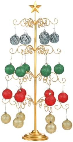 Metal Ornament Display Tree Stand, 4‑Tier Wrought Iron Christmas Tree Gold