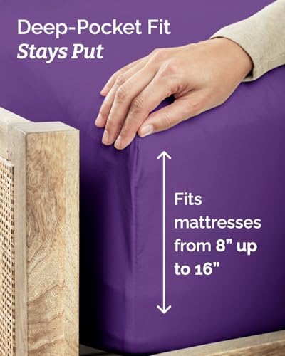 Twin Size 3 Piece Sheet Set - Comfy Breathable & Cooling Sheets - Purple