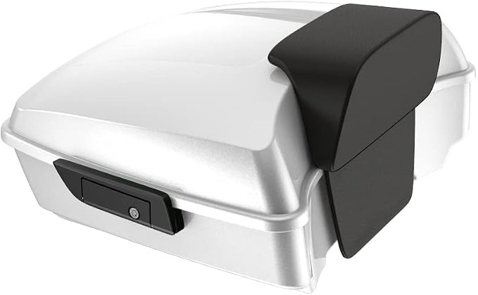 Advanblack Road Glide Tour Trunk Pack White Hot Pearl Chopped Tour Trunk Pack Backrest Pad for '97-'25 Harley Touring Road King Street Glide Electra Glide CVO models