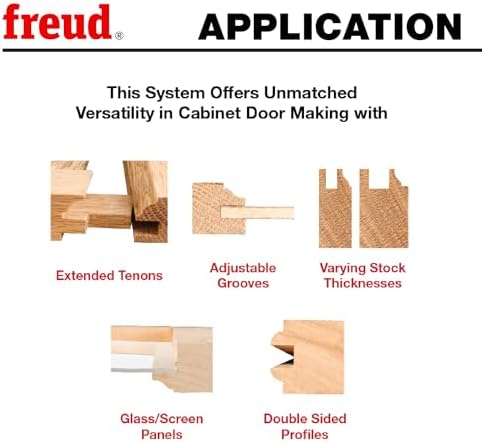 Freud Premier Adjustable Rail & Stile Bit - Ideal for Doors, Windows, Veneered Plywood, Hardwoods & Softwoods - 1-11/16" Diameter, 1/2" Shank - 99-762