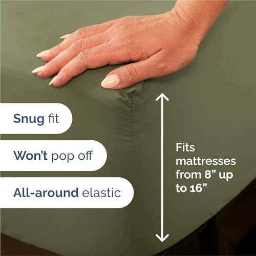 Split King Size 5 Piece Sheet Set - Comfy Breathable & Cooling - Sage Green