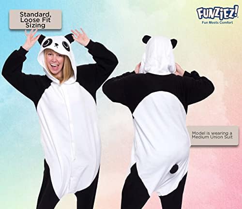 Funziez! Adult Onesie Halloween Costume Animal Dinosaur Shark Unisex Plush One Piece Cosplay Suit for Adults, Men and Women
