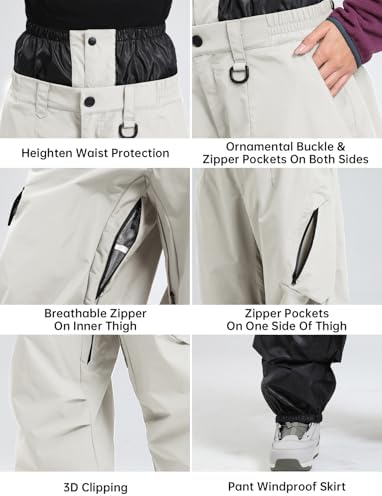 GSOU SNOW Mens Womens Ski Snow Pants Baggy Snowboard Pants Waterproof