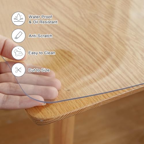 LovePads Clear Desk Mat 16 x 72 in, 2mm Thick Plastic Table Cover Protector
