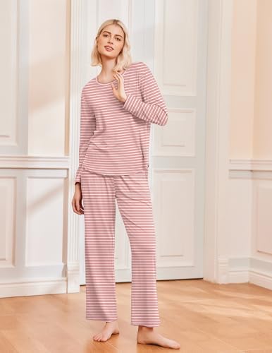 Ekouaer 2 Pack Womens Pajama Sets Long Sleeve Long Pants Pjs Loungewear