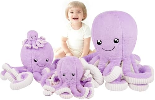 DENTRUN Octopus Plush Toy, Cute Stuffed Animal in 5 Colors 4 Sizes for Gift