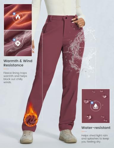 baleaf Women’s Winter Softshell Pants Fleece Lined Snow Pants