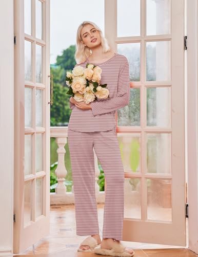 Ekouaer 2 Pack Womens Pajama Sets Long Sleeve Long Pants Pjs Loungewear