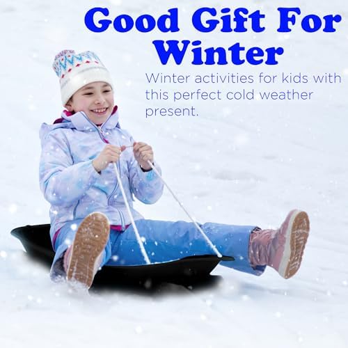 Slippery Racer Downhill Sprinter Flexible Kids Toddler Plastic Cold-Resistant Toboggan Snow Sled with Pull Rope and Handles -35 Inch