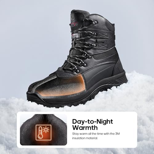 NORTIV 8 Men's Insulated Waterproof Winter Snow Boots