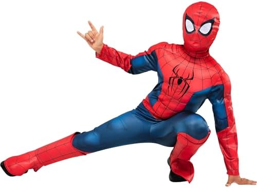 MARVEL Spider-Man Brand New Day Official Youth Halloween Costume - Premium Quality Padded Jumpsuit with Pull On Fabric Mask
