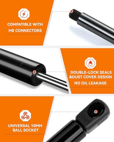 GSNI2600120 26Inch 120Lb/534N Gas Struts, Lift Support for Tonneau Cover Heavy Duty RV Bed Floor Hatch Storage Toy Box Gas Shock, Toolbox Lid Truck Topper Camper Window 2Pcs Prop