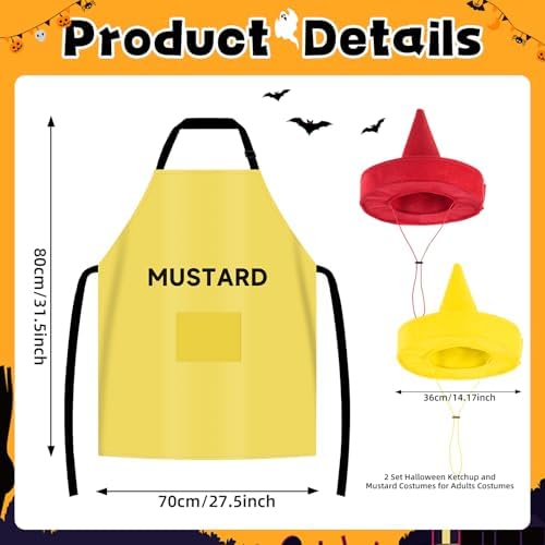 2 Set Halloween Ketchup and Mustard Costumes for Adults Couples
