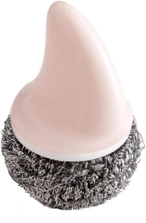 Steel Ball Pot Brush Cleaning Tableware Brush with Handle Stainless Steel Brush Pot Ball Kitchen Supplies(D)