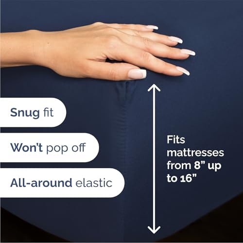 Queen Size 4 Piece Sheet Set - Breathable & Cooling Sheets - Navy Blue