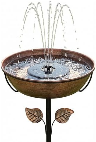 13" Solar Bird Bath with LED Fountain, 1.4 Gal Metal Birdbath
