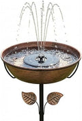 13" Solar Bird Bath with LED Fountain, 1.4 Gal Metal Birdbath