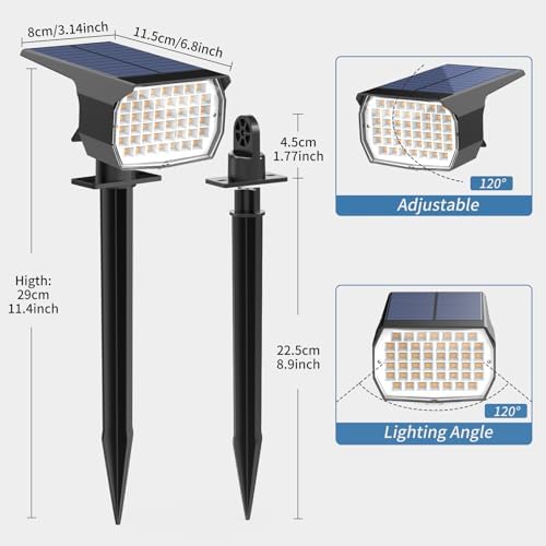 WENATY Solar Spot Light Outdoor Landscape Spotlights 6 Pack Warm White