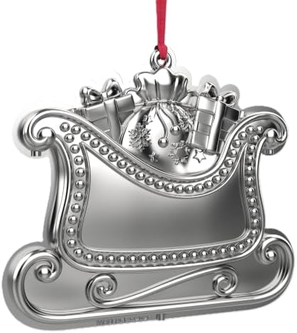Wallace 2026 Silver-Plated Sleigh Christmas Ornament 14th Edition - Engraveable Holiday Collectible, Handcrafted in USA, Includes Gift Box, Ribbon and Velvet Pouch