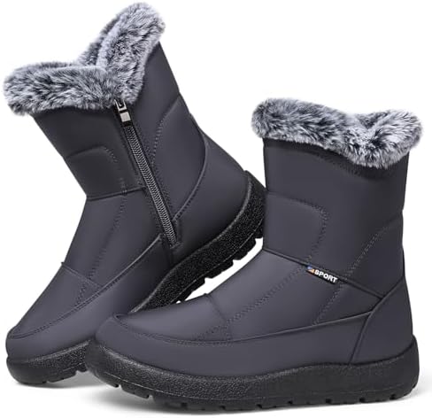 SHIBEVER Women's Winter Snow Boots: Waterproof Fur-Lined Ankle Booties
