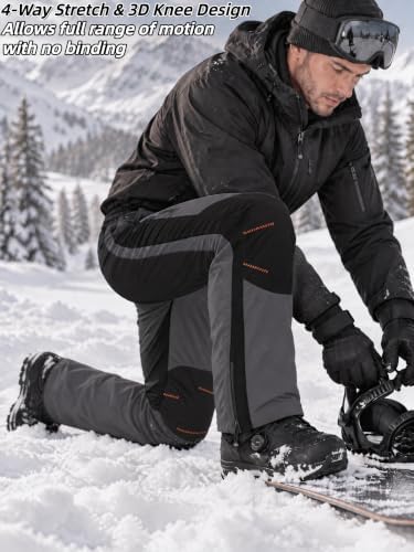 Mens Snow Ski Pants Waterproof Insulated Zipper Bottom Leg