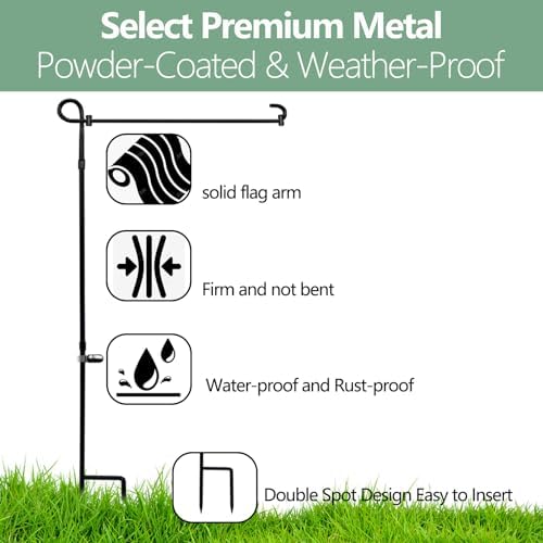 3 Pack Garden Flag Stand Holder Pole, Proof Metal Paint Yard Flag Stand