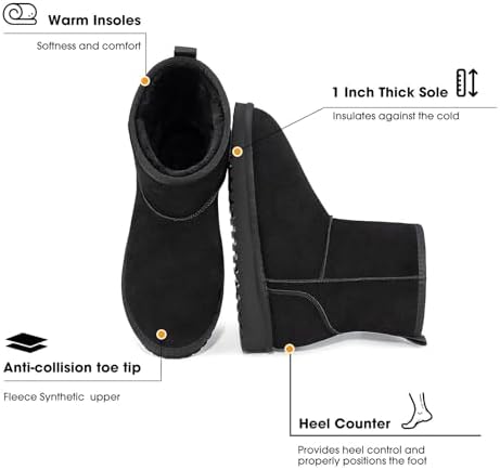Mishansha Suede Winter Snow Boots for Women Warm Faux Fur Lined Waterproof