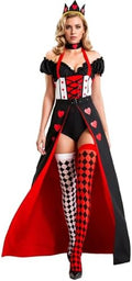 Queen of Hearts Costume Women Halloween Costume Woman 2026 Alice in Wonderland Outfits Fancy Cosplay Dress for Adult