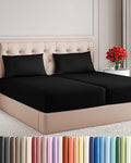 Split King Size 5 Piece Sheet Set - Breathable & Cooling Sheets - Black