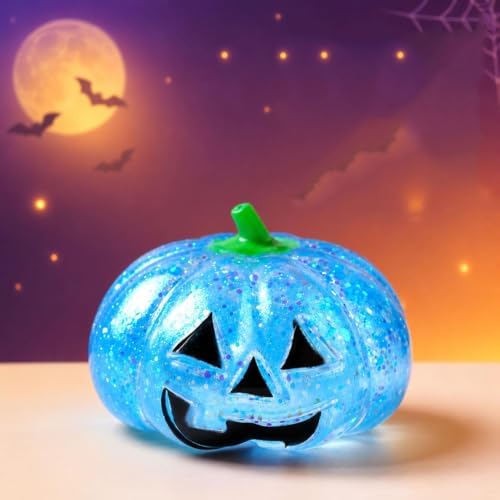 Halloween Decor Squeeze Fidget Toys Ghost Pumpkin Stress Halloween Squishy Toys Pumpkin Skeleton Shape Stress Relief(Blue)