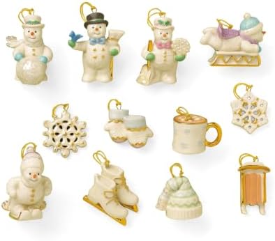 Lenox Snow Pals Christmas Snowman Hangable Mini Ornament Set 12-Piece