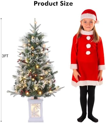 3ft Pre-Lit Christmas Tree, Artificial Christmas Trees with 78 LED Lights