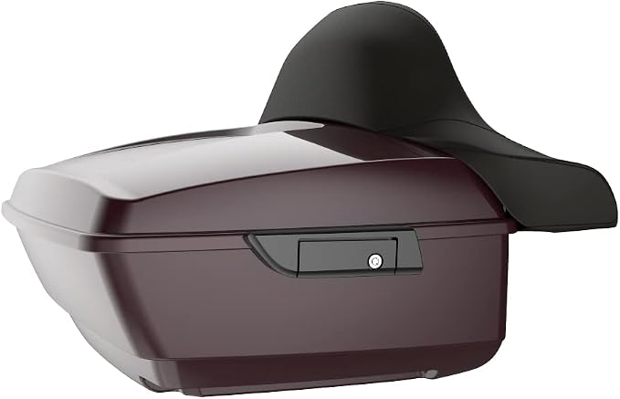 Advanblack Road Glide Tour Trunk Pack Black Cherry King Tour Trunk Pack Luggage +Wrap-Around Backrest Pad for '97-'25 Harley Touring Road King Street Glide Electra Glide CVO Models
