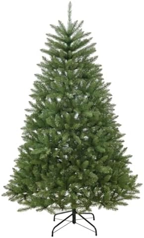 6FT Unlit Christmas Tree Green, Dunhill Fir Artificial Tree with 1430 PVC Branch Tips, Realistic Full Shape, Foldable Metal Stand for Indoor Home, Office & Holiday Decoration