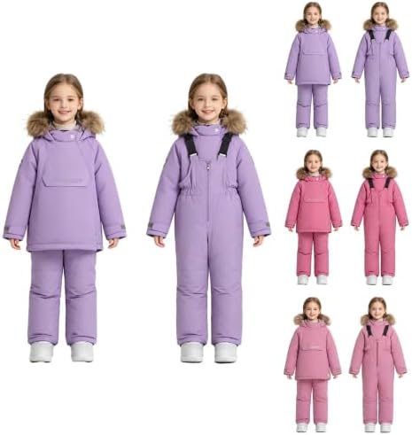 2 Piece Ski Suit for Toddler Kids Snowsuit Snow Parka Jacket and Snow Bibs