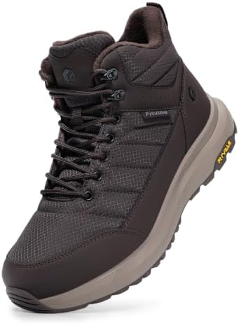 FitVille Men's Winter Boots Extra Wide, Water Resistant with Side Zipper, Non-Slip Warm Insulated Snow Outdoor Boots, Easy On/Off Comfortable